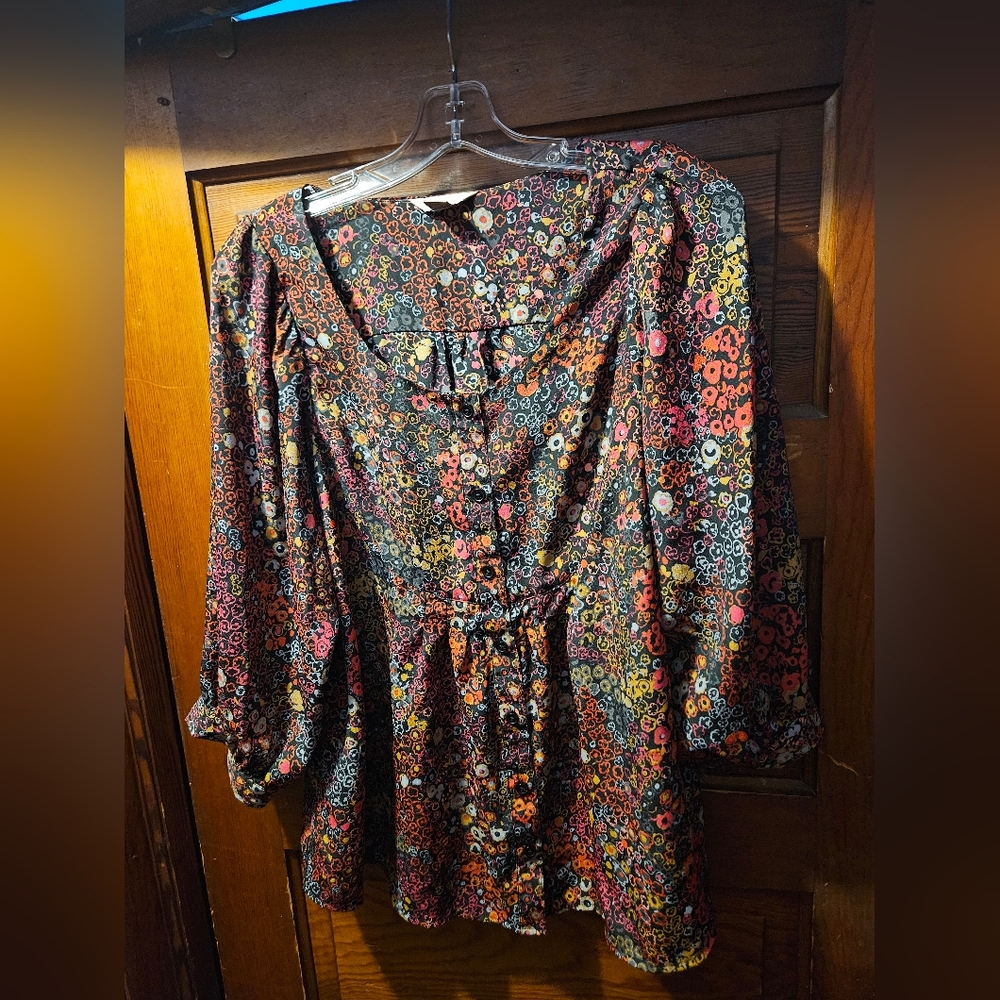 Y2K Whimsygoth Floral Long Sleeve Blouse